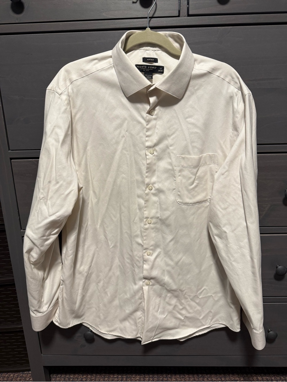Pronto Uomo Men's Cream Long-Sleeve Dress Shirt